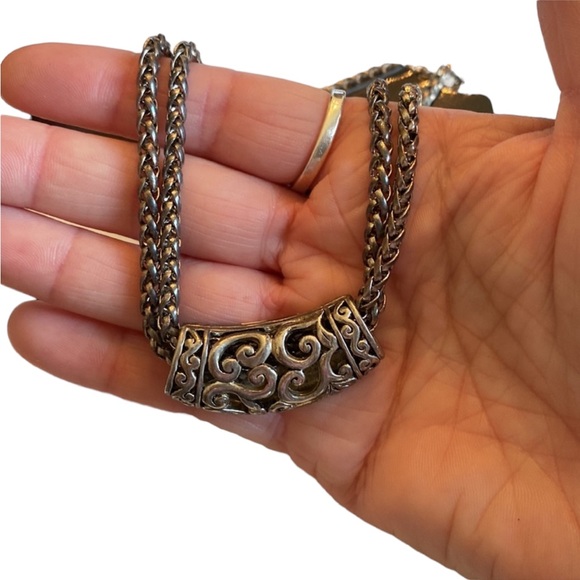 Double Chain Silver Reversible Necklace - Picture 6 of 7